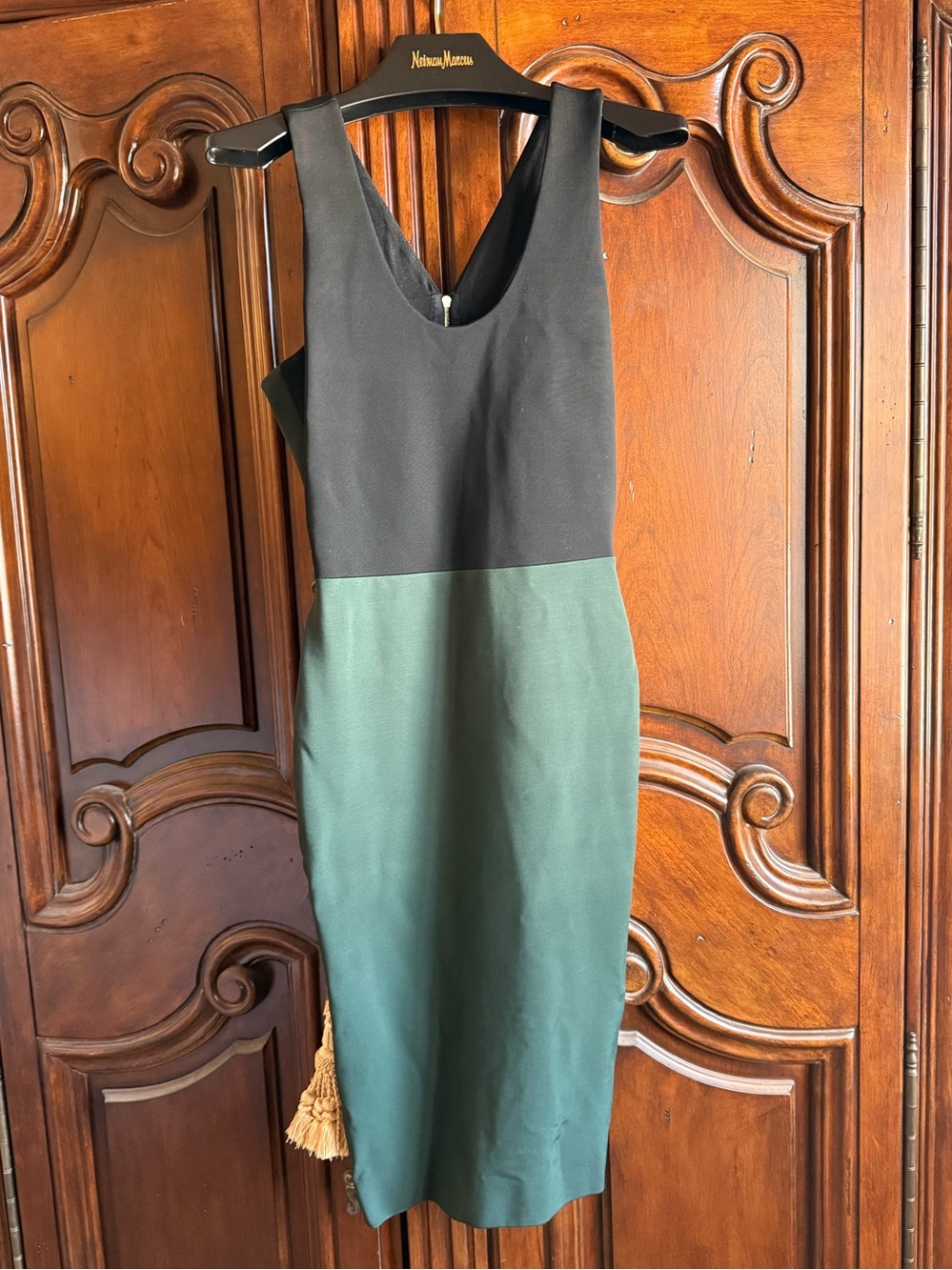 Victoria Beckham Black & Forest Green Bodycon Dress